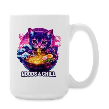 Ramen Noodles Cat Lover Retro Kawaii Cats - Large Mug 440 ml - white - Right