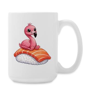 Flamingo Sushi Japanisches Essen Roher Fisch - Große Tasse 440 ml - Weiß - Rechts