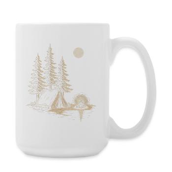Nachtlager am Seewald mit Zelt - Große Tasse 440 ml - Weiß - Rechts