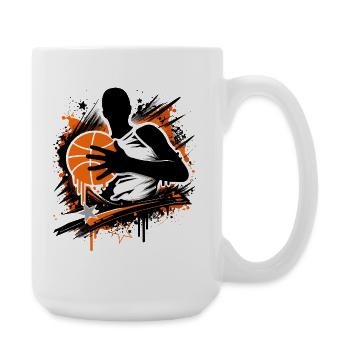 Basketball player with ball - Large Mug 440 ml - white - Right