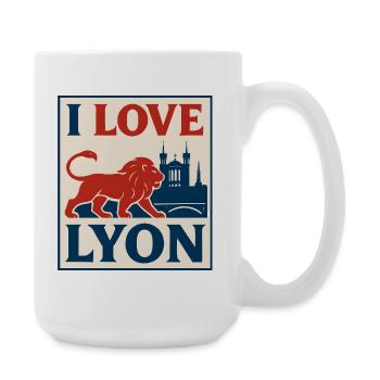 J'aime Lyon – vintage poster - Large Mug 440 ml - white - Right