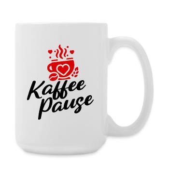 Kaffee Pause - Kaffeebecher mit Herzmotiv - Große Tasse 440 ml - Weiß - Rechts
