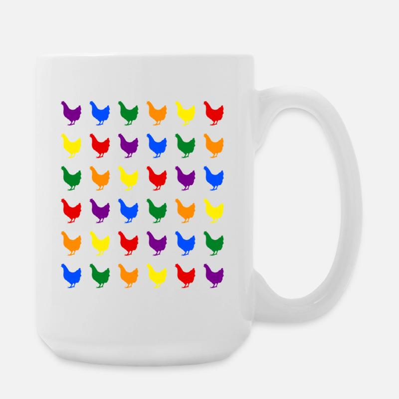 Des poulets arc-en-ciel - Grande tasse 440 ml - blanc