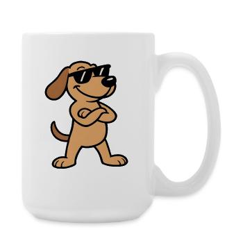 Sonnenbrillen-Dackel Charm - Große Tasse 440 ml - Weiß - Rechts