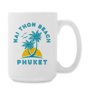 Coucher de soleil de palmier de Nai Thon Beach Phuket - Grande tasse 440 ml - blanc - Droite