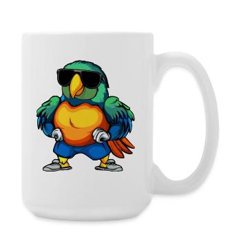 Fitness Papagei - Große Tasse 440 ml - Weiß - Rechts