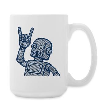 Retro Robot Horns Line Art - Große Tasse 440 ml - Weiß - Rechts