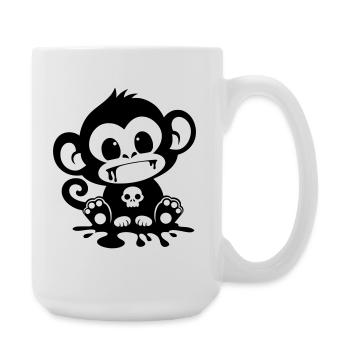 Singe Effrayant avec un Crâne - Grande tasse 440 ml - blanc - Droite