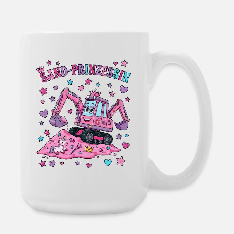 Sand-Prinzessin: Rosa Bagger - Große Tasse 440 ml - Weiß