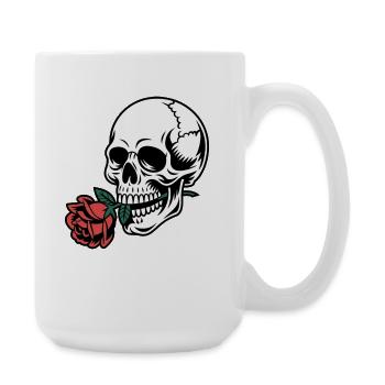 Rockabilly Skull – Rose Statement Gothic Love - Große Tasse 440 ml - Weiß - Rechts
