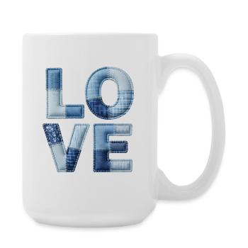 Love Modern Patchwork Art - Large Mug 440 ml - white - Right