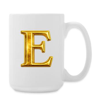 Goldenes E Monogramm-Design - Große Tasse 440 ml - Weiß - Rechts