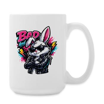 Bad Bunny Süßer Osterhase mit buntem Ei - Große Tasse 440 ml - Weiß - Rechts