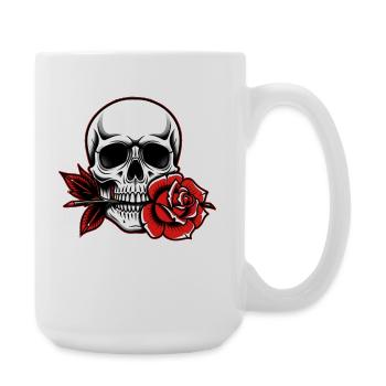 Skull Rose pour les fans de tatouage gothique rockabilly - Grande tasse 440 ml - blanc - Droite