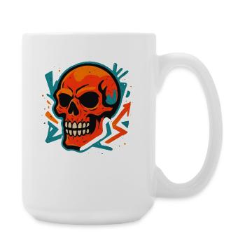 Bunter Totenkopf Street Art Motiv - Große Tasse 440 ml - Weiß - Rechts