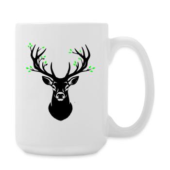 Deer Head Antler Leaves Natural - Large Mug 440 ml - white - Right
