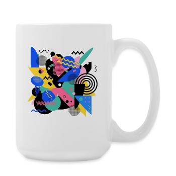 Memphis Style Pattern Retro 80s Geometry Abstract - Large Mug 440 ml - white - Right