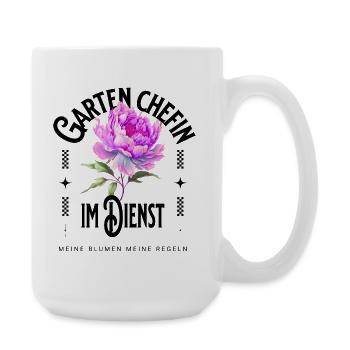 Die Gartenchefin - Deine Blumen, deine Regeln - Große Tasse 440 ml - Weiß - Rechts