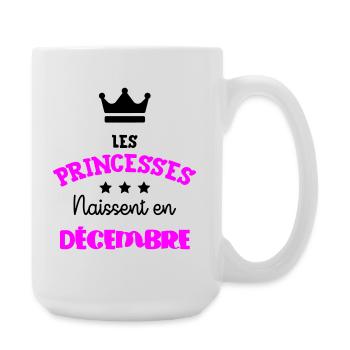 Cadeau naissance bébé fille Décembre Princesses - Grande tasse 440 ml - blanc - Droite