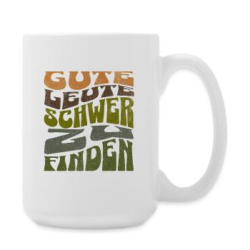 Gute Leute - Schwer zu finden Retro Shirt  - Große Tasse 440 ml - Weiß - Rechts