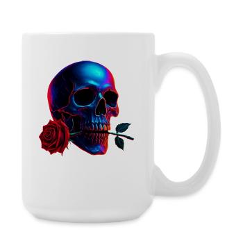 Skull Rose Dark Art Neon Skull Motif - Large Mug 440 ml - white - Right
