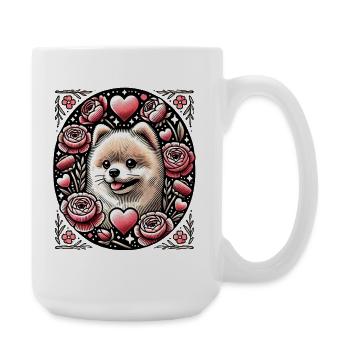 Floral Heart Shiba with Roses - Large Mug 440 ml - white - Right
