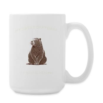My Sweet Capybara – Aesthetic LineArt Design - Large Mug 440 ml - white - Right