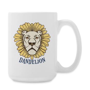 Löwe im Löwenzahn-Kranz - Große Tasse 440 ml - Weiß - Rechts