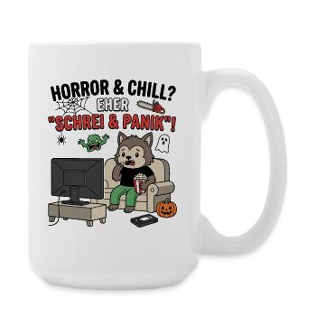 Schrei und Panik beim Horror Chill - Große Tasse 440 ml - Weiß - Rechts