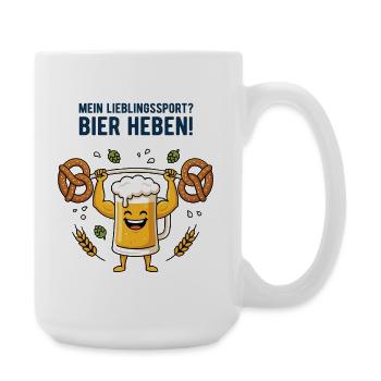 Mein Lieblingssport Bier heben lustig - Große Tasse 440 ml - Weiß - Rechts
