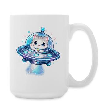 Kawaii Cats UFO Space Friend - Large Mug 440 ml - white - Right