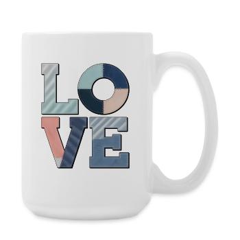 Love Design Gift Idea Colorful Fabric Look - Large Mug 440 ml - white - Right