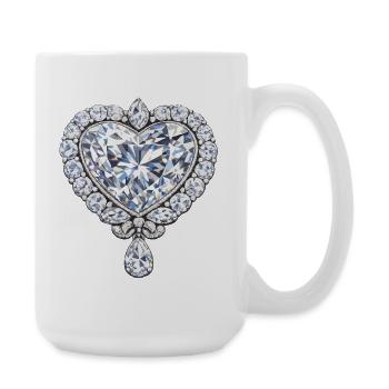 Bijoux en forme de cœur en diamant - Grande tasse 440 ml - blanc - Droite