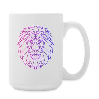 Lion T-Shirt Neon – Lion Shirt Men Women - Large Mug 440 ml - white - Right