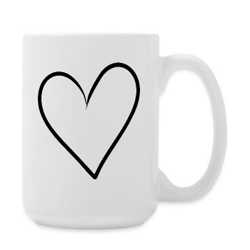 Hand Drawn Heart Line Art - Large Mug 440 ml - white - Right