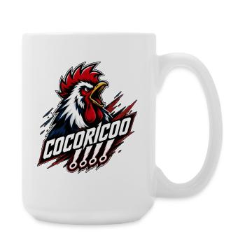 Supporter français emblème coq hurlant - Grande tasse 440 ml - blanc - Droite