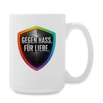 Gegen Hass Für Liebe Statement Shirt Sticker - Große Tasse 440 ml - Weiß - Rechts