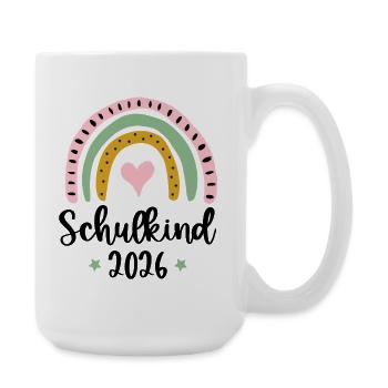 Schulkind 2026 Einschulung Mädchen Regenbogen - Große Tasse 440 ml - Weiß - Rechts