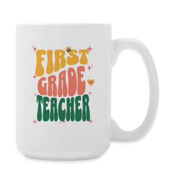 Erste Klasse Lehrerin Retro Typografie - Große Tasse 440 ml - Weiß - Rechts