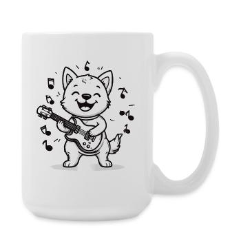 Chien amateur de musique avec guitare - Grande tasse 440 ml - blanc - Droite