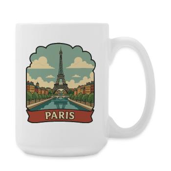 Pariser Eiffelturm Retro-Reiseaufkleber - Große Tasse 440 ml - Weiß - Rechts