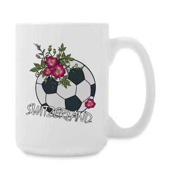 Fußball mit Rosen Schweiz - Große Tasse 440 ml - Weiß - Rechts