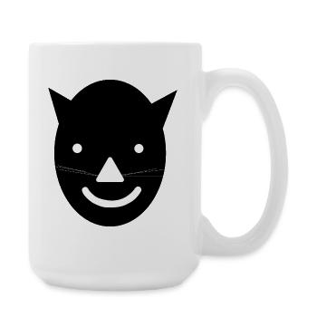 Cat face silhouette - Large Mug 440 ml - white - Right