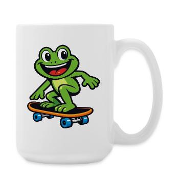 Frog on Skateboard – Cartoon Design - Large Mug 440 ml - white - Right