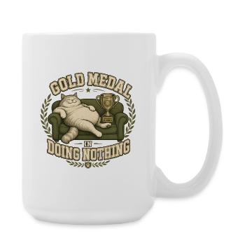 Médaille d’or dans Doing Nothing Cat - Grande tasse 440 ml - blanc - Droite
