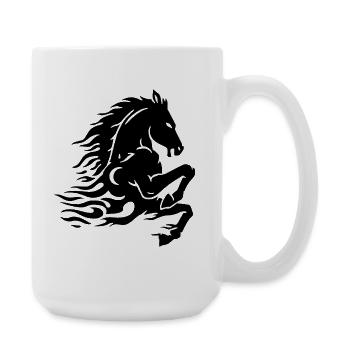 Feuerpferd (Schwarz) - Große Tasse 440 ml - Weiß - Rechts
