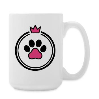 Maman de chien Patte de Cœur Couronne Os de chien - Grande tasse 440 ml - blanc - Droite