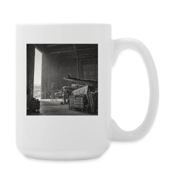 Raven on Plane Lost Place Vintage Animal Crime - Large Mug 440 ml - white - Right