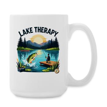 Lake Therapy Sunset Fishing - Large Mug 440 ml - white - Right
