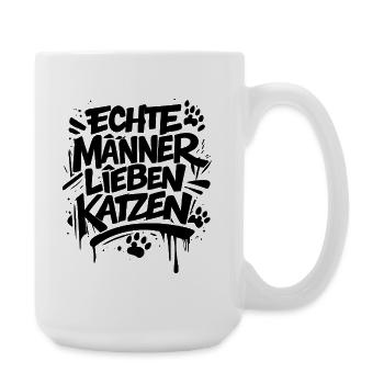 Echte Männer lieben Katzen - Große Tasse 440 ml - Weiß - Rechts